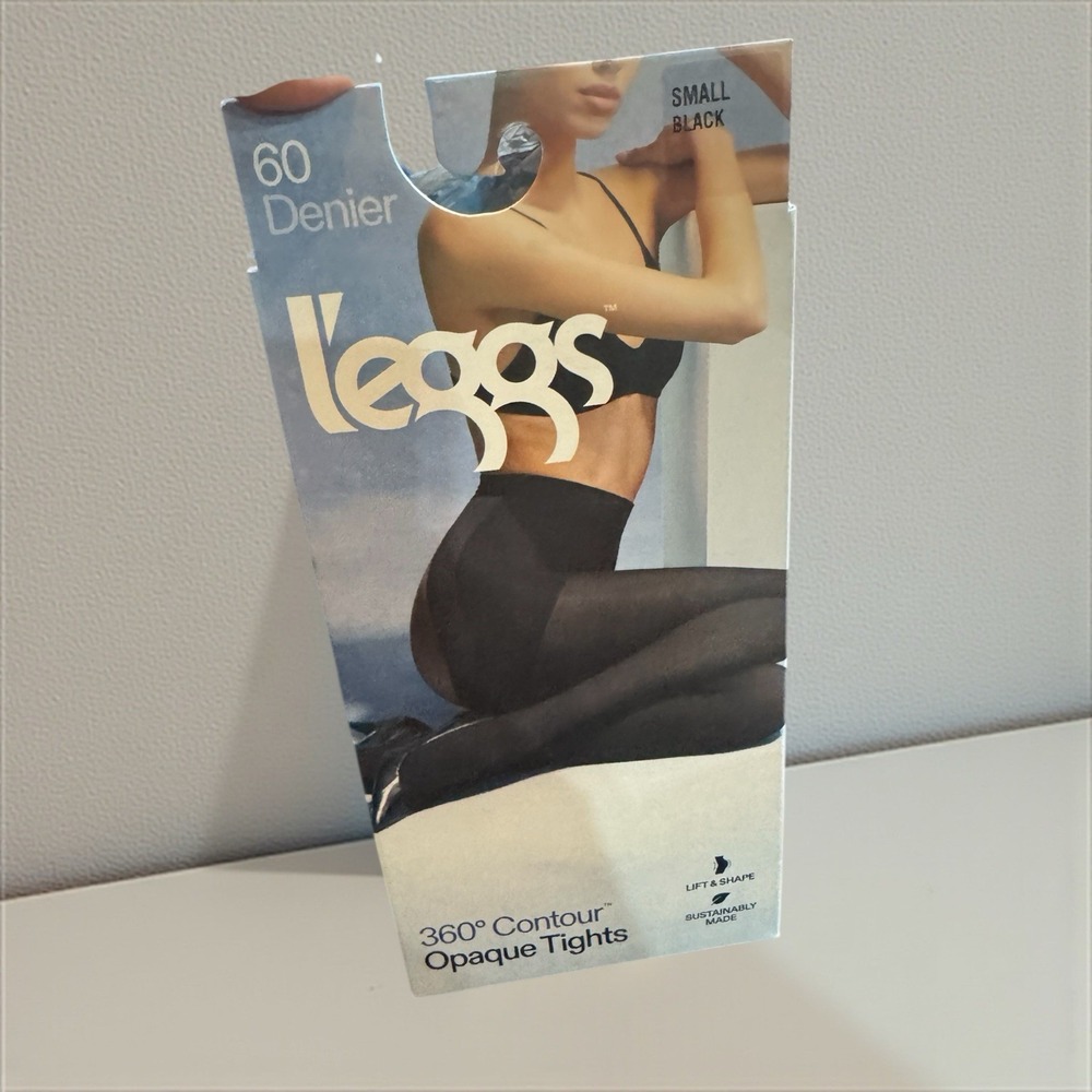 NEW Small BLACK OPAQUE TIGHTS BY LEGGS 360° CONTOUR 60 DENIER‎